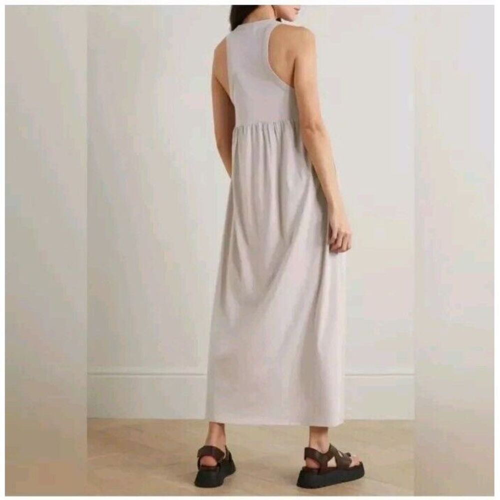 Ninety Percent Women's Gathered Organic Cotton-Jersey Maxi Dress Size M Beige - Picture 3 of 7